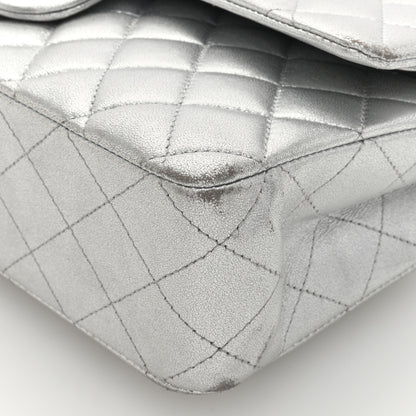 Chanel Metallic Lambskin Quilted Medium Double Flap Silver 9 of 11