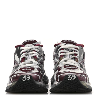 Balenciaga Mesh Rubber Distressed Womens Runner Sneakers 39 White Burgundy Grey 3 of 12