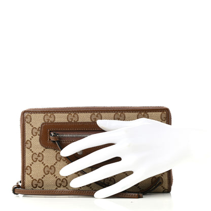 Balenciaga X GUCCI GG Monogram Azalea Calfskin Neo Classic Zip Around Wallet Beige Ebony Brown Sugar 3 of 14