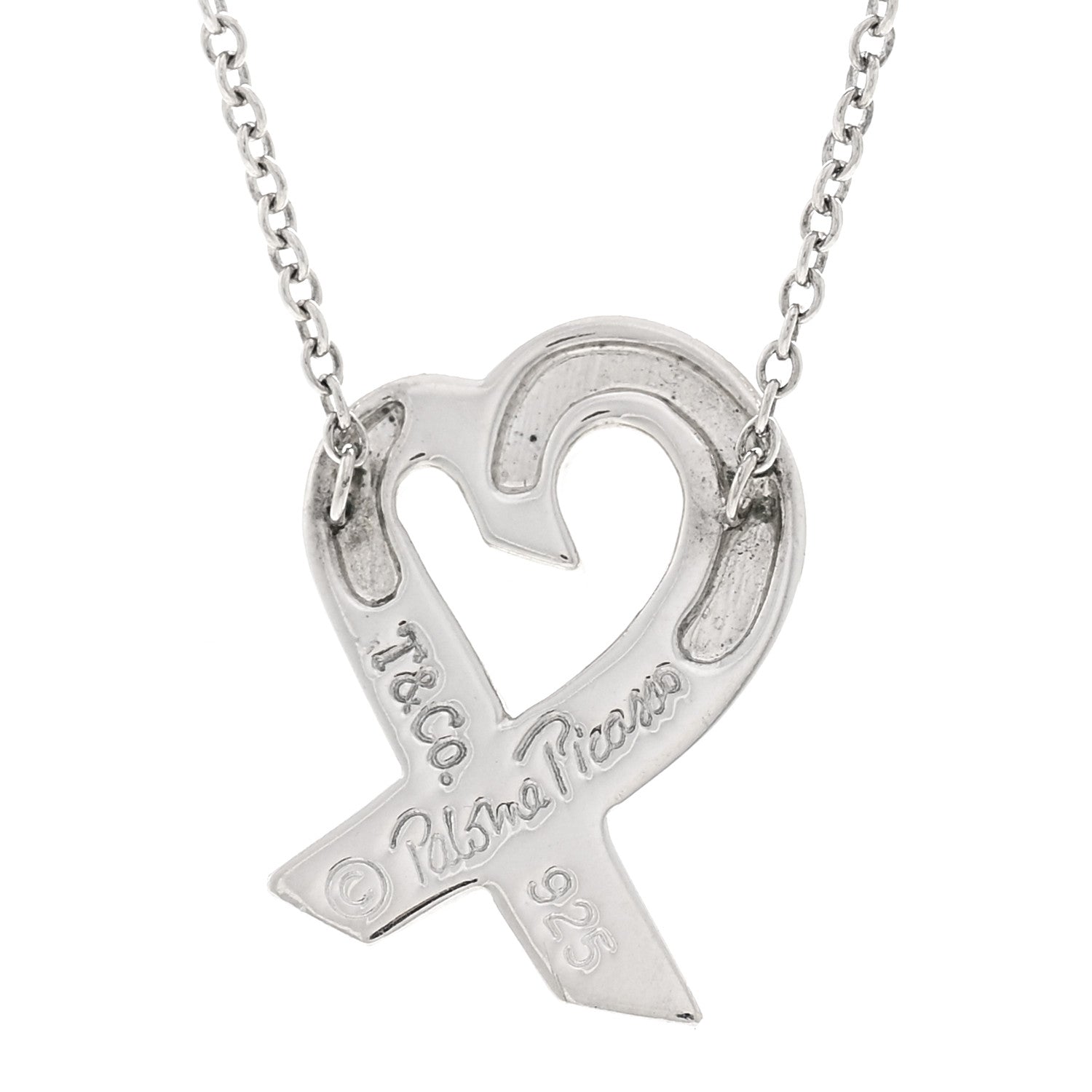 Tiffany Sterling Silver Paloma Picasso Loving Heart Pendant Necklace 5 of 5
