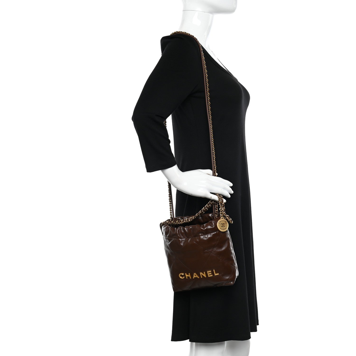 Chanel Shiny Calfskin Quilted Mini 22 Brown 2 of 10