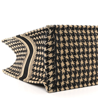 Christian Dior Canvas Houndstooth Embroidered Book Tote Beige Black 9 of 12