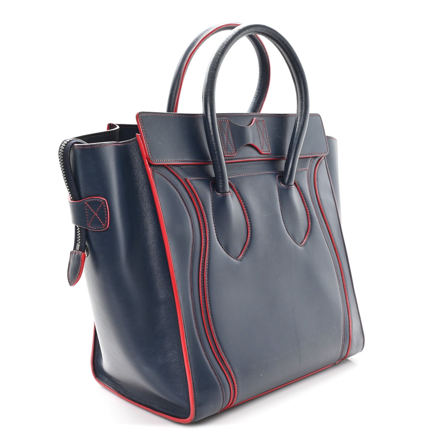 Celine Smooth Calfskin Mini Luggage Navy Red 3 of 9