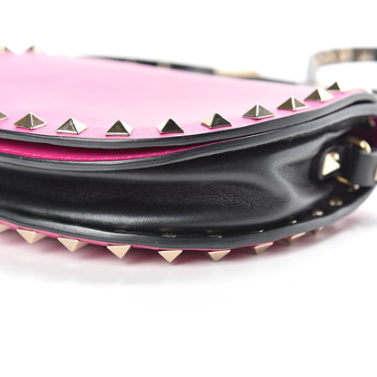 Valentino Garavani Vitello Rockstud Halfmoon Saddle Bag Fuxia Black 10 of 14