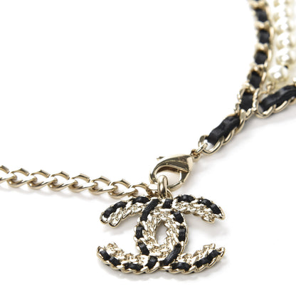 Chanel Lambskin Pearl Chain CC Fancy Belt 75 Black Gold 4 of 4