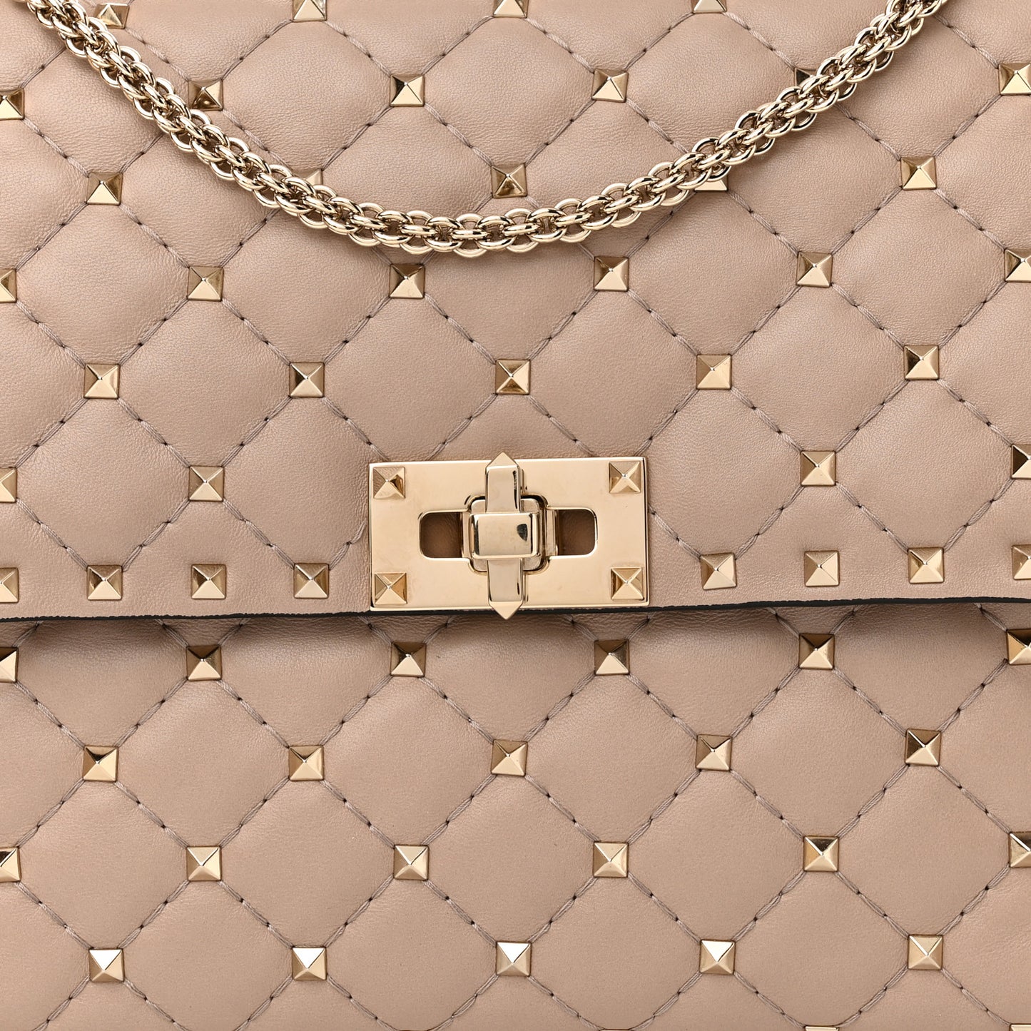 Nappa Large Rockstud Spike Shoulder Bag Poudre