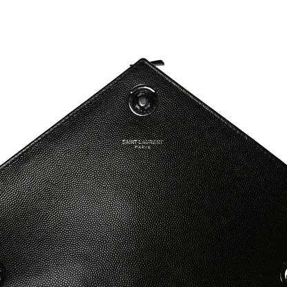 Saint Laurent Grain De Poudre Textured Mixed Matelasse Triquilt Medium Monogram Satchel Black 6 of 13