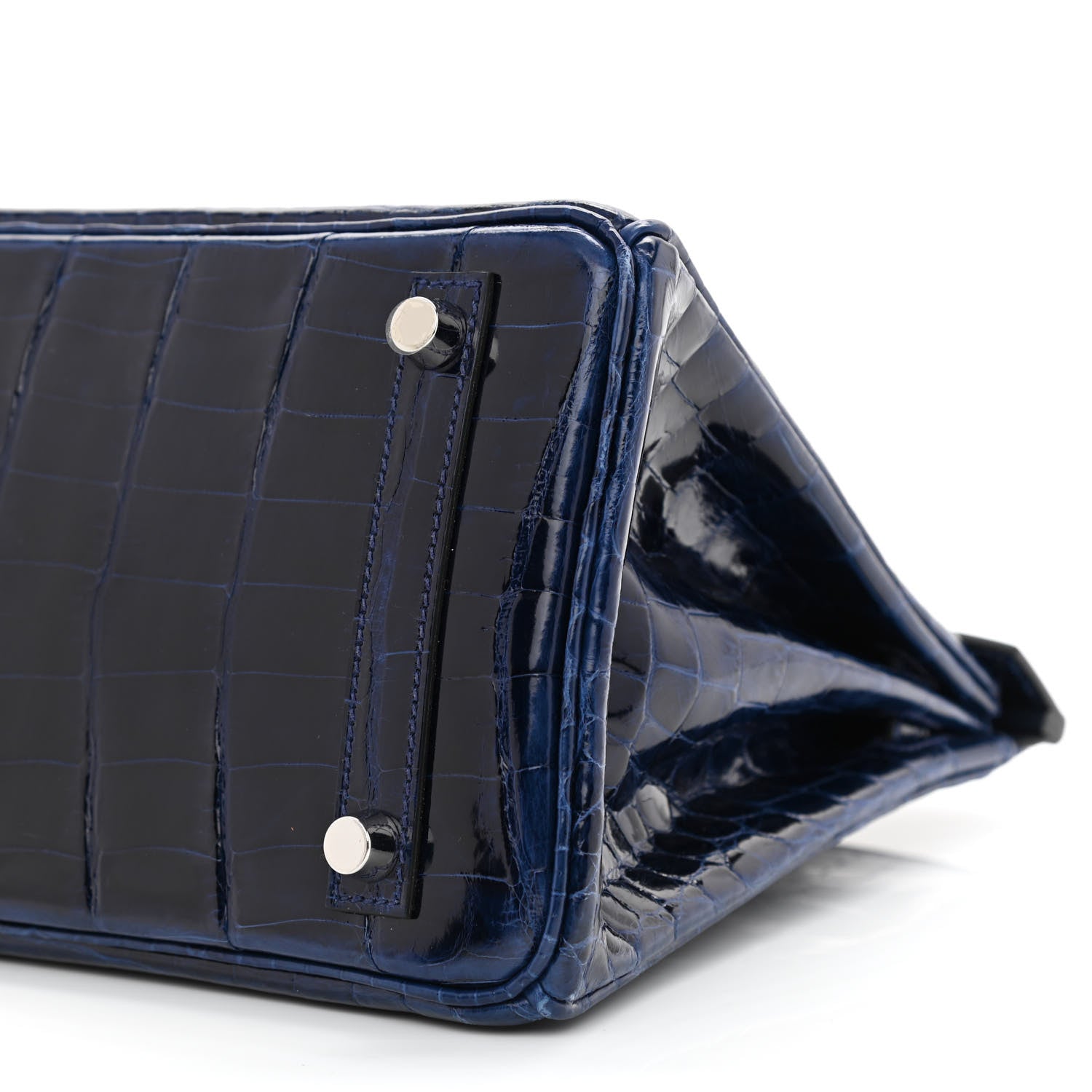 Hermes Shiny Niloticus Crocodile Birkin 25 Bleu Saphir 10 of 12
