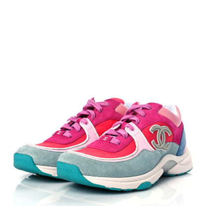 Chanel Nylon Calfskin Suede Womens CC Sneakers 40 Fuchsia Pink 3 of 10