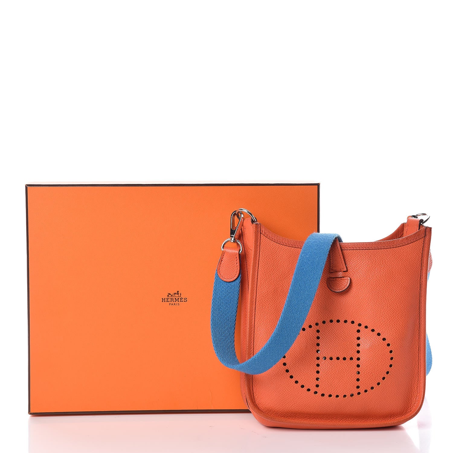 Hermes Epsom Amazone Evelyne TPM Orange Poppy Bleu Zanzibar 10 of 10