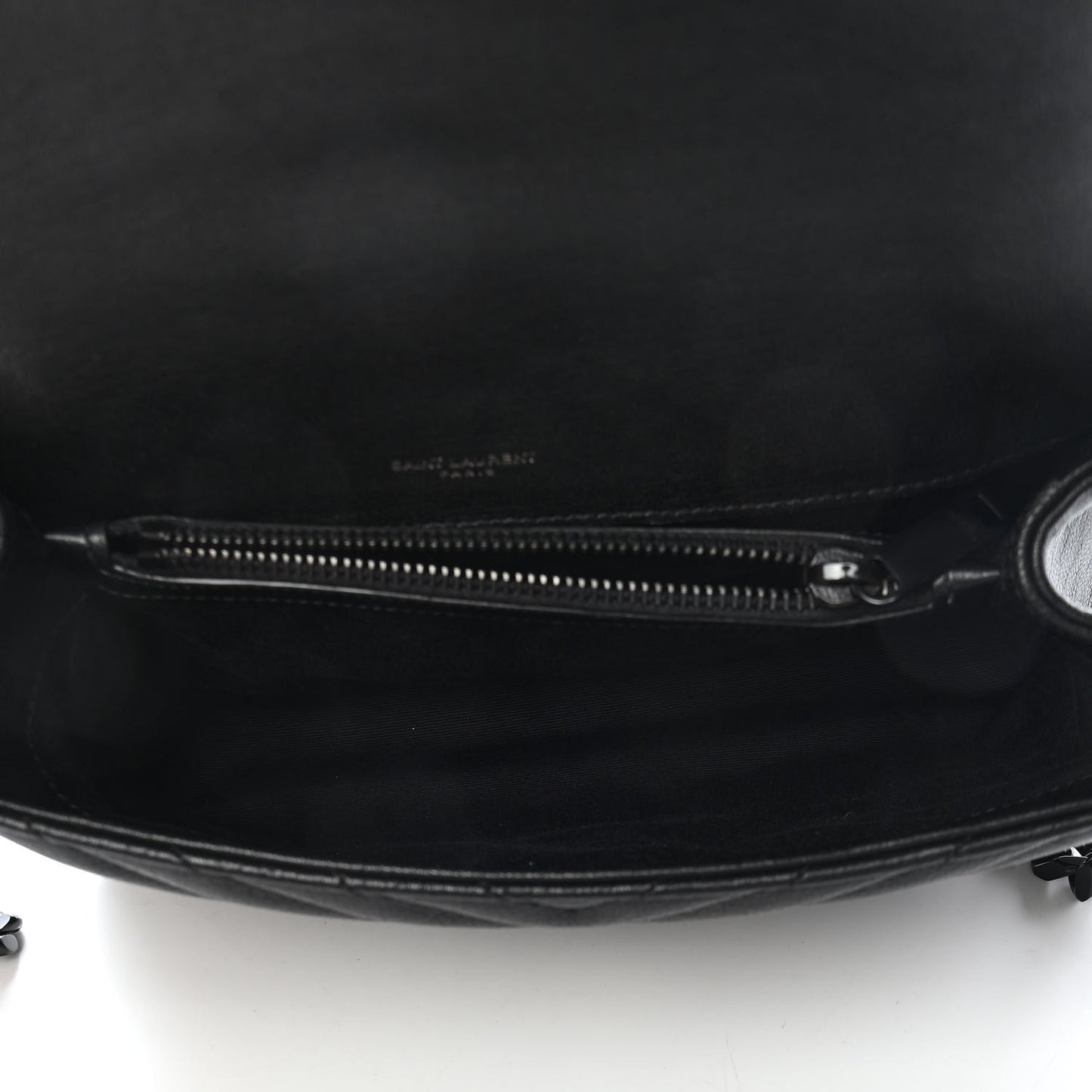 Sheepskin Matelasse Chevron Monogram Monochrome Medium College Bag Black