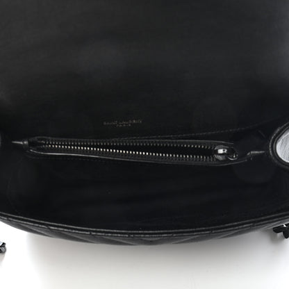 Saint Laurent Sheepskin Matelasse Chevron Monogram Monochrome Medium College Bag Black 5 of 10