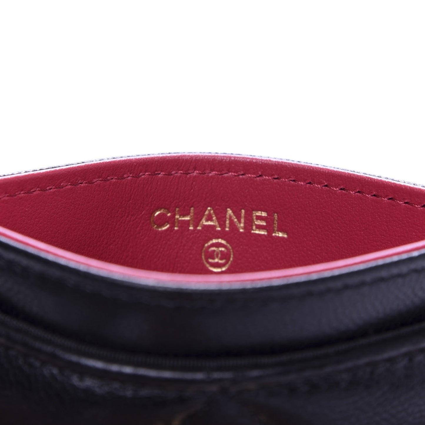 Shiny Goatskin Quilted Chanel 19 Card Holder Black