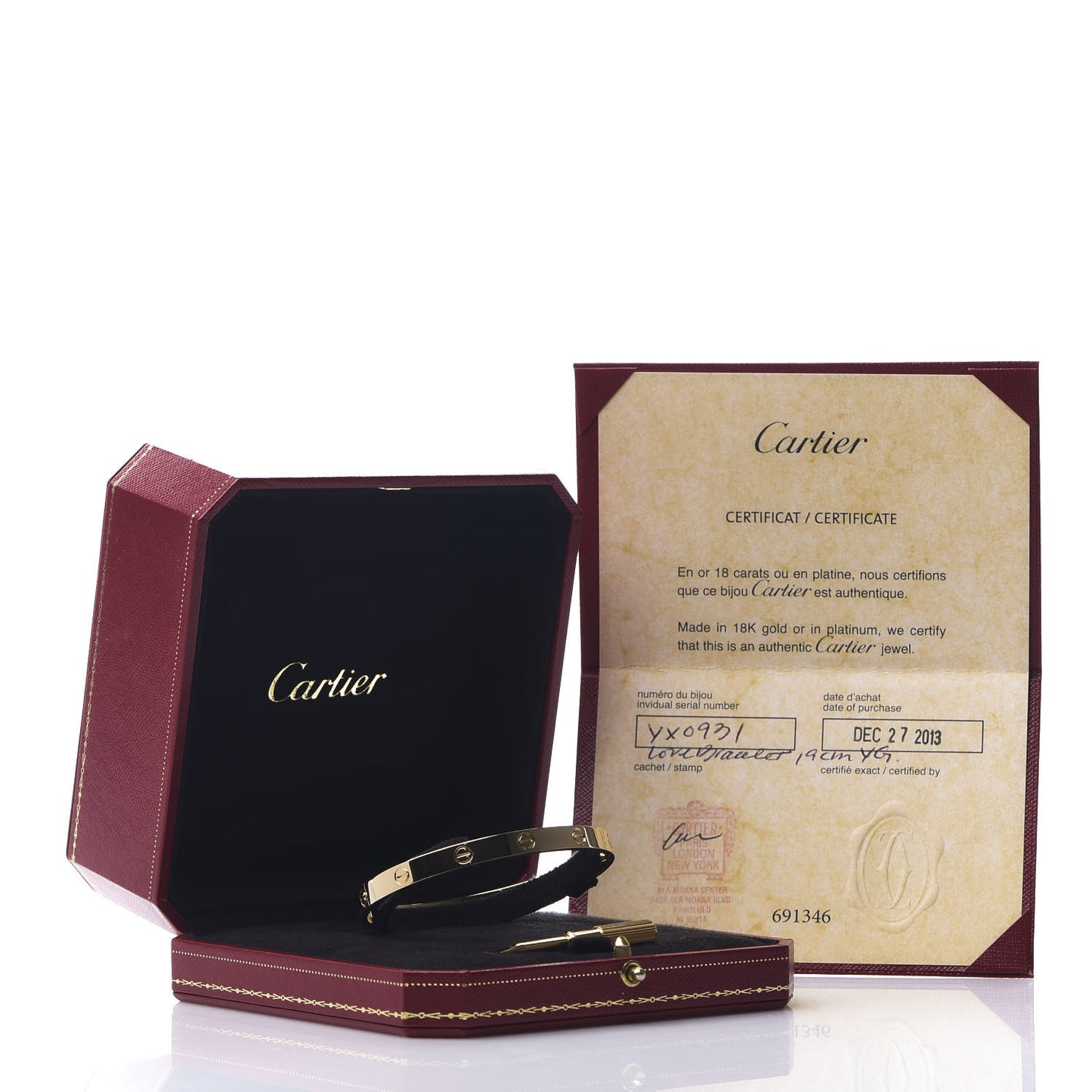 18K Yellow Gold LOVE Bracelet 19