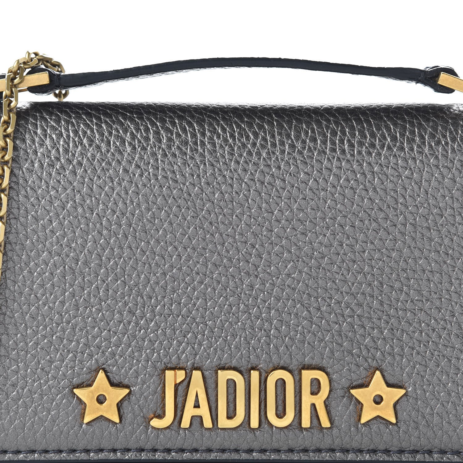 Christian Dior Metallic Grained Calfskin J'Adior Clutch Gunmetal 9 of 10