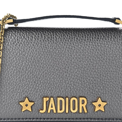 Christian Dior Metallic Grained Calfskin J'Adior Clutch Gunmetal 9 of 10