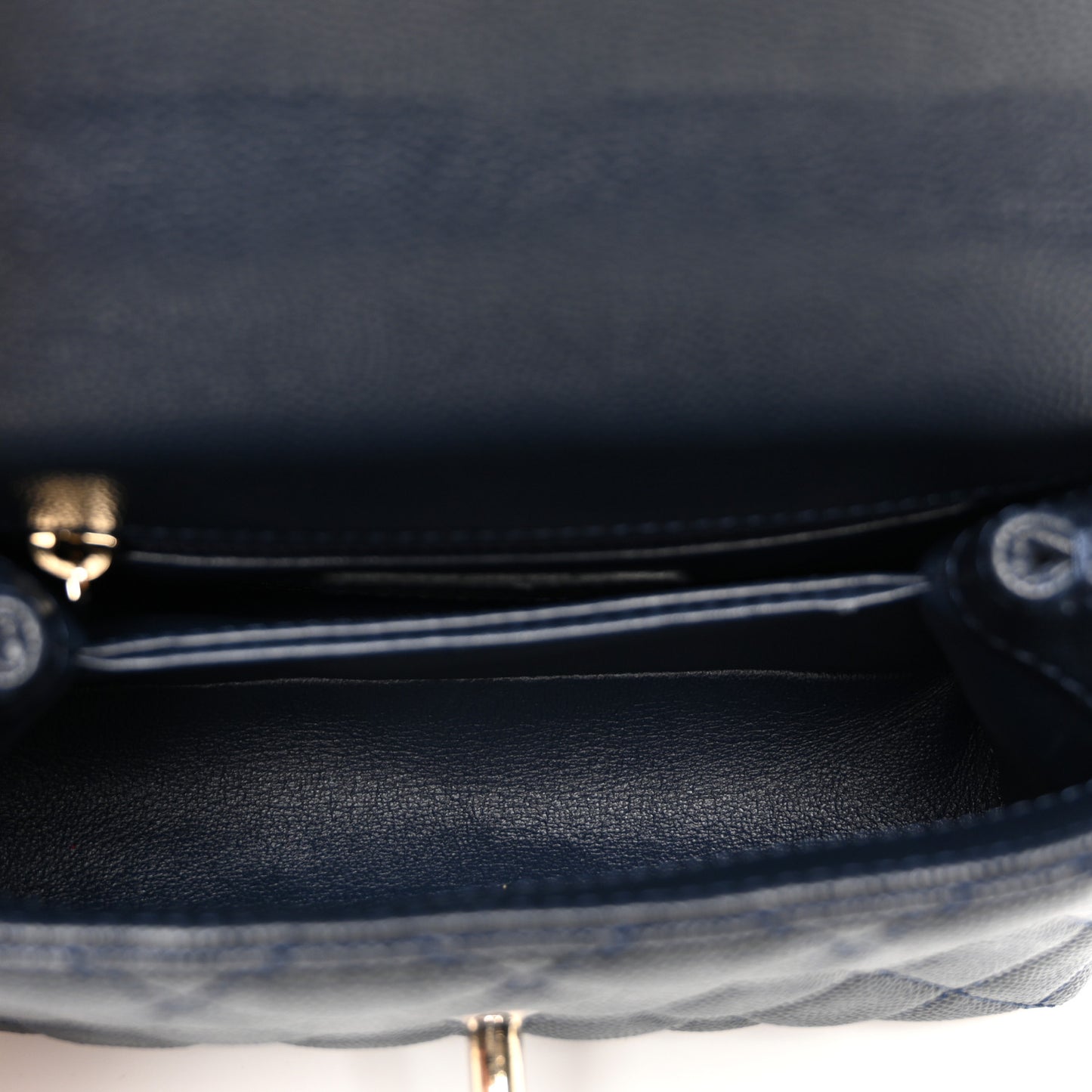 Caviar Lizard Embossed Quilted Extra Mini Coco Handle Flap Navy