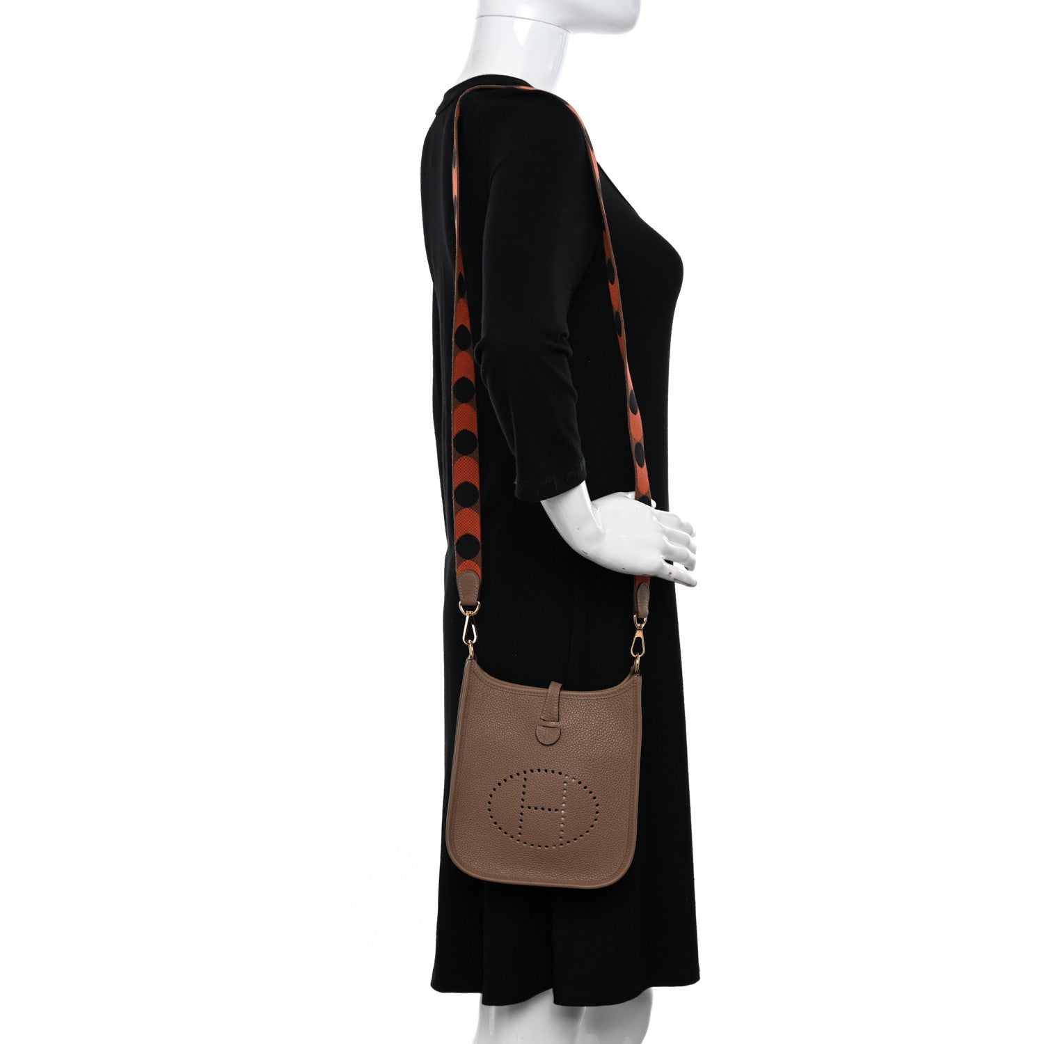 Hermes Taurillon Clemence Flipperball Sangle Evelyne TPM Beige De Weimar Noisette Cuivre Gold 2 of 11