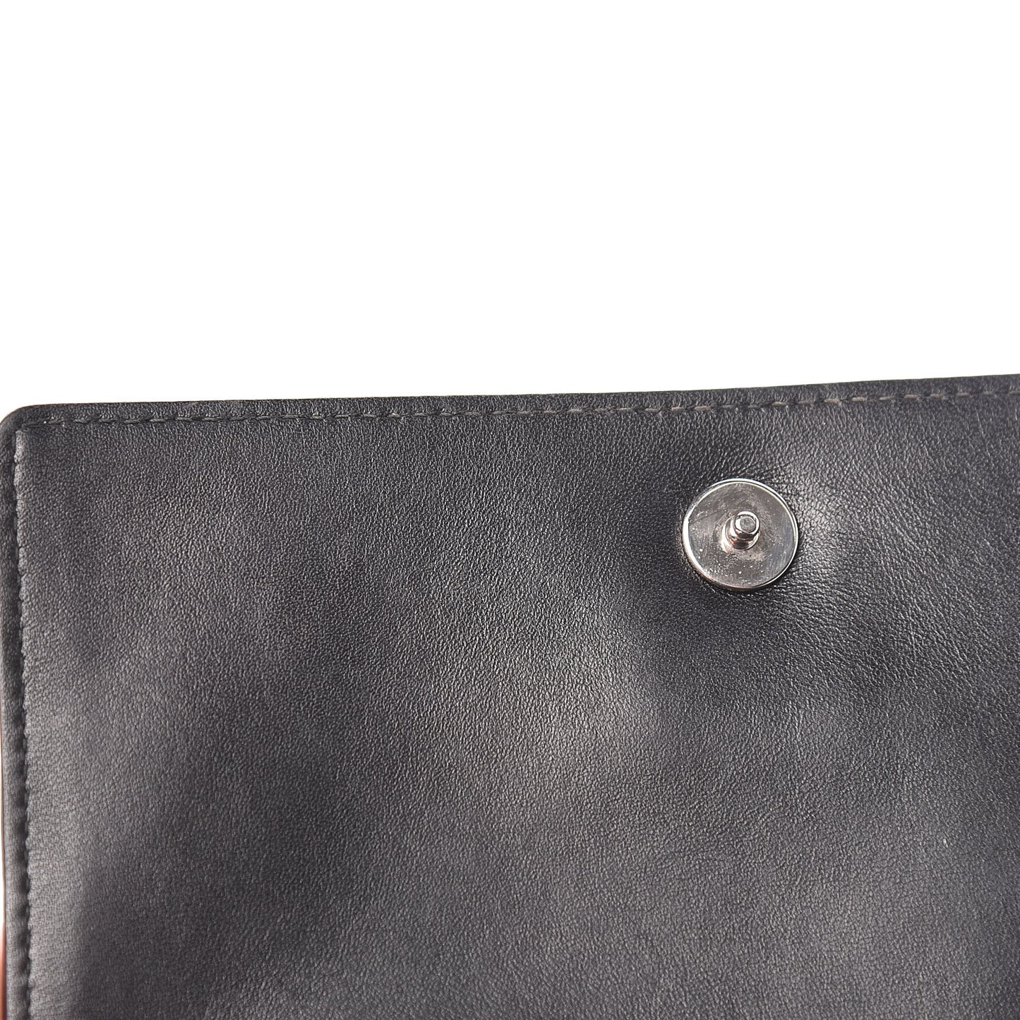 Grained Calfskin Diorama Wallet on Chain Pouch Black