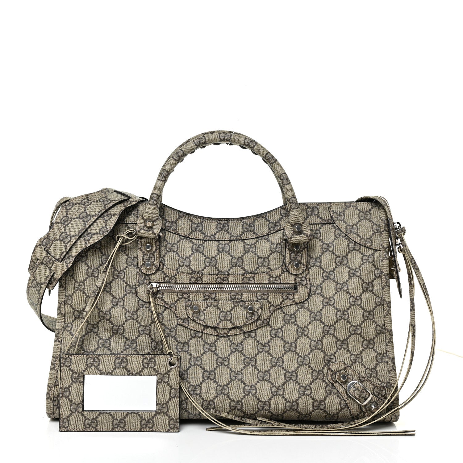 Balenciaga X GUCCI GG Supreme Monogram Neo Classic Silver Hardware City Beige Ebony 1 of 12