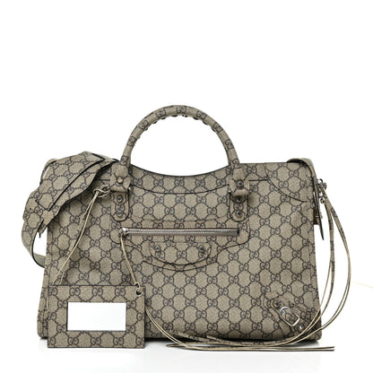Balenciaga X GUCCI GG Supreme Monogram Neo Classic Silver Hardware City Beige Ebony 1 of 12