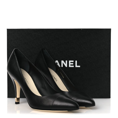 Chanel Lambskin Cap Toe CC Pumps 38 Black 11 of 11
