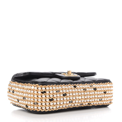Chanel Lambskin Quilted Mini River of Pearls Flap Bag Black 4 of 10