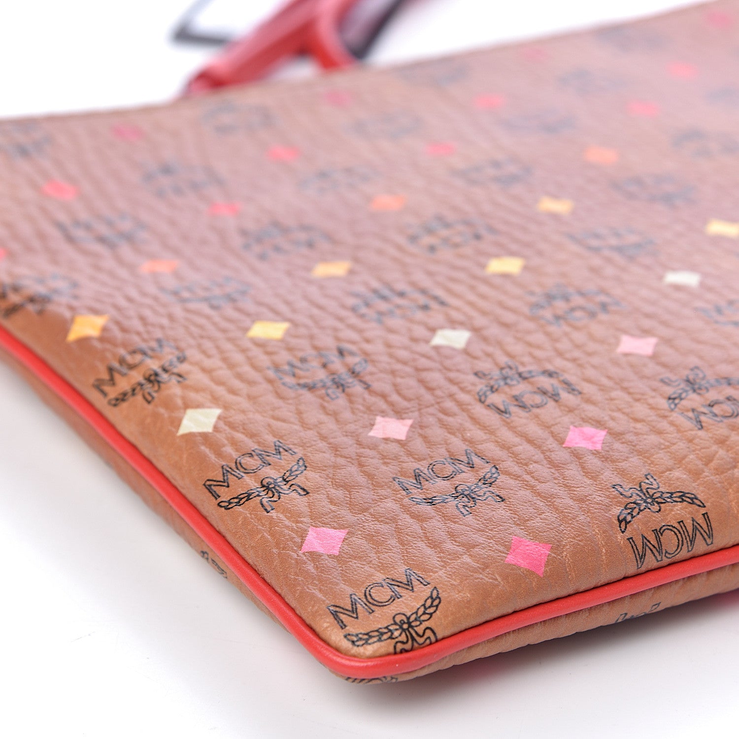 MCM Skyoptic Visetos Mini Crossbody Pouch Spectrum Diamond Cognac Red 8 of 10