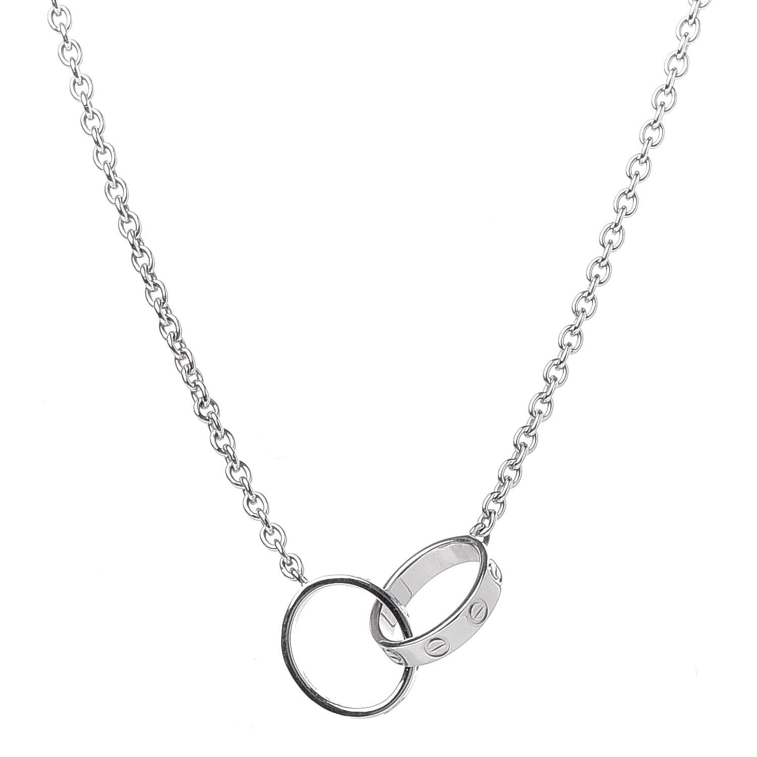 Cartier 18K White Gold Interlocking LOVE Necklace 4 of 6