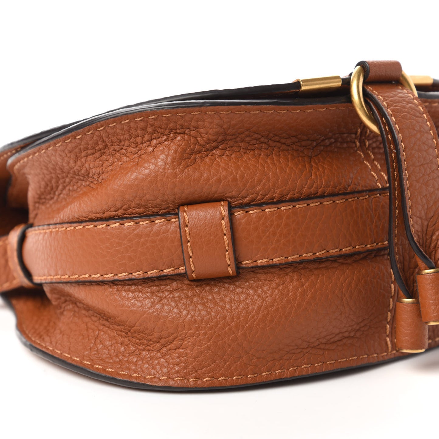 Calfskin Mini Marcie Round Crossbody Bag Tan