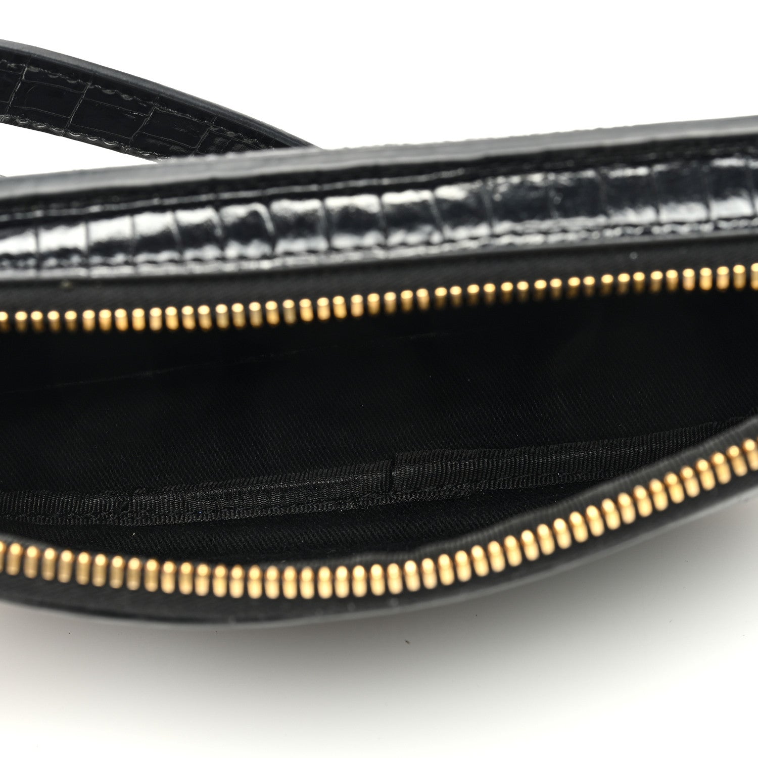 Tom Ford Calfskin Crocodile Embossed Small Zip Belt Bag Black 5 of 9