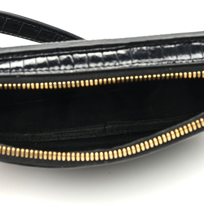 Tom Ford Calfskin Crocodile Embossed Small Zip Belt Bag Black 5 of 9