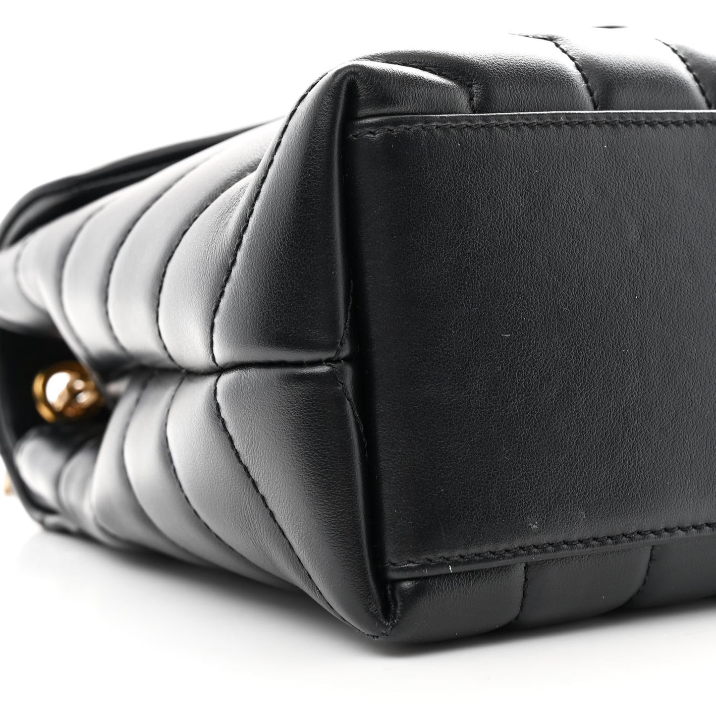 Calfskin Y Quilted Monogram Small Loulou Chain Satchel Black