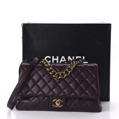 Chanel Shiny Sheepskin Quilted Large Trapezio Flap Dark Burgundy 11 of 11