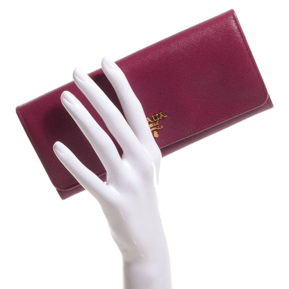 Prada Saffiano Metal Continental Flap Wallet Ametista 2 of 10