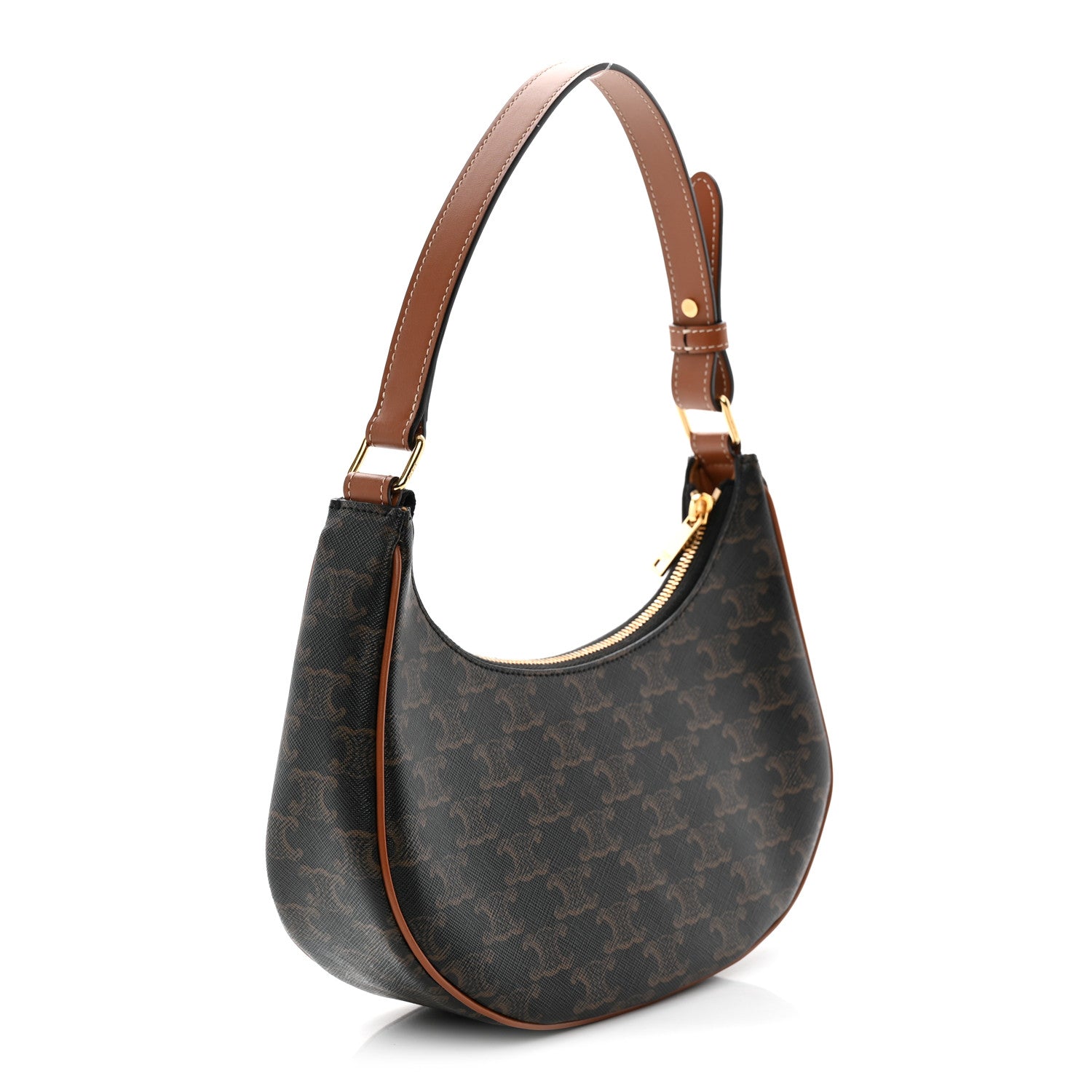 Celine Triomphe Canvas Calfskin Ava Shoulder Bag Tan 3 of 10
