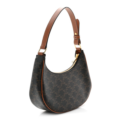 Celine Triomphe Canvas Calfskin Ava Shoulder Bag Tan 3 of 10