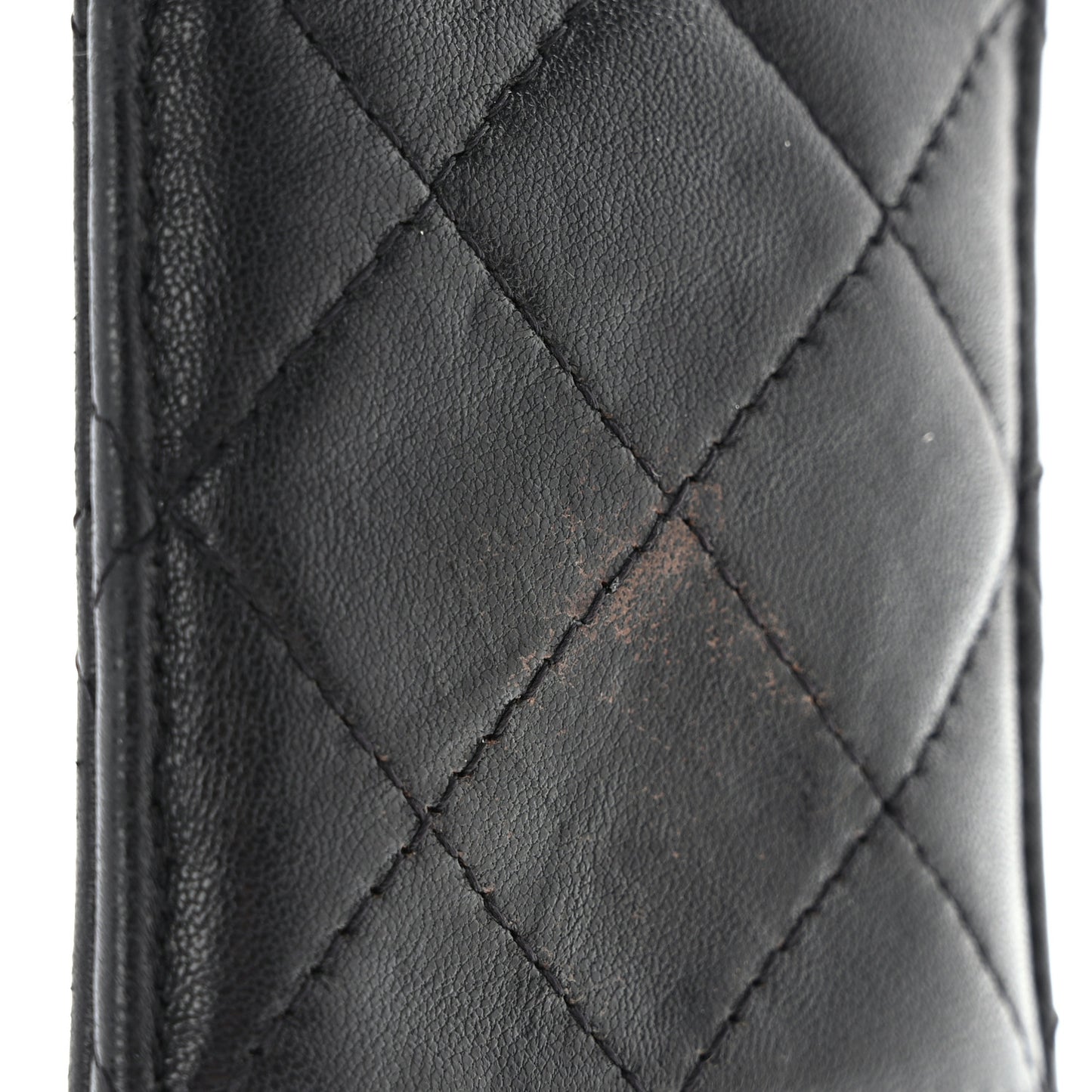 Lambskin Quilted Glitter Card Holder On Chain Black