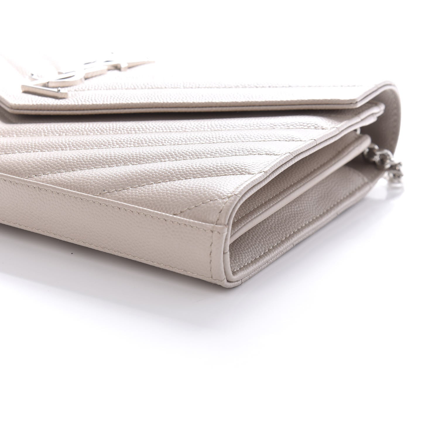 Saint Laurent Grain De Poudre Matelasse Chevron Monogram Chain Wallet Rose Poudre 8 of 18