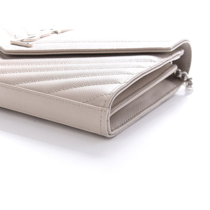 Saint Laurent Grain De Poudre Matelasse Chevron Monogram Chain Wallet Rose Poudre 8 of 18