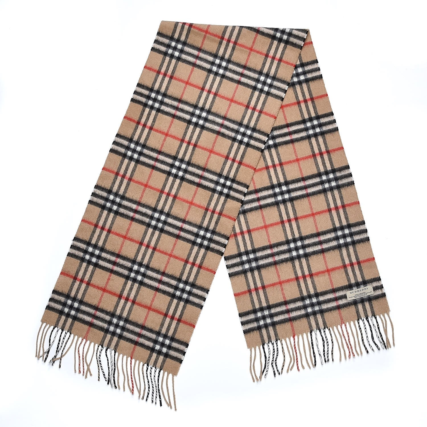 Burberry Cashmere House Check Fringe Scarf Camel 3 of 4