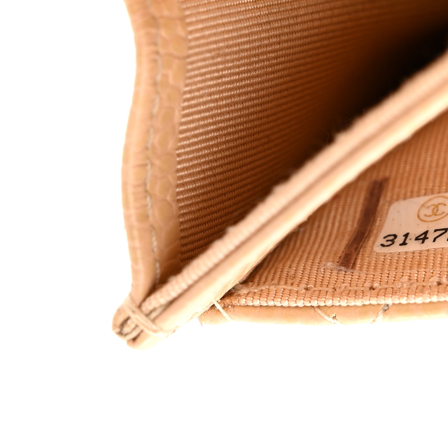 Caviar Quilted Flap Card Holder Wallet Beige