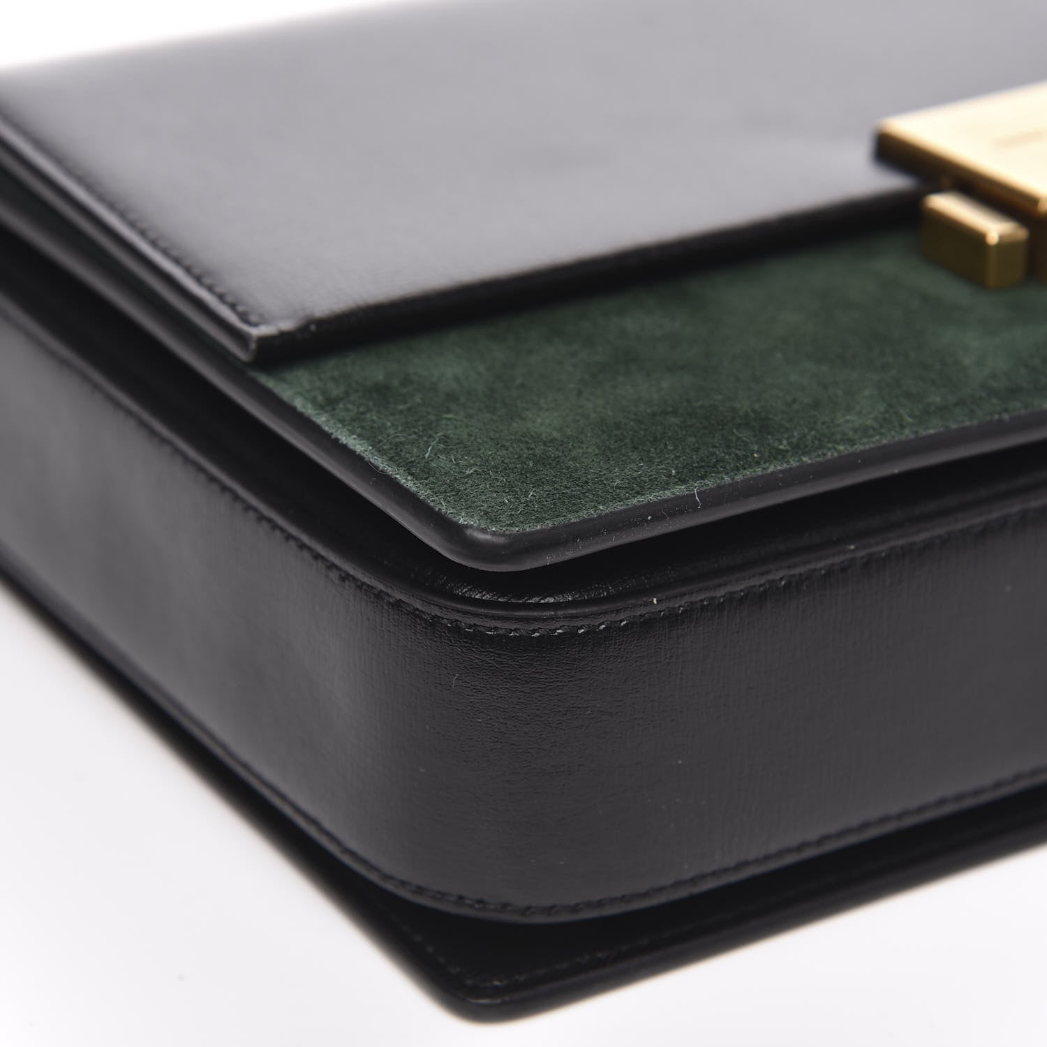 Saint Laurent Smooth Calfskin Suede Medium Bellechasse Black Dark Green 8 of 9