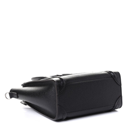 Celine Drummed Calfskin Nano Luggage Black 4 of 5