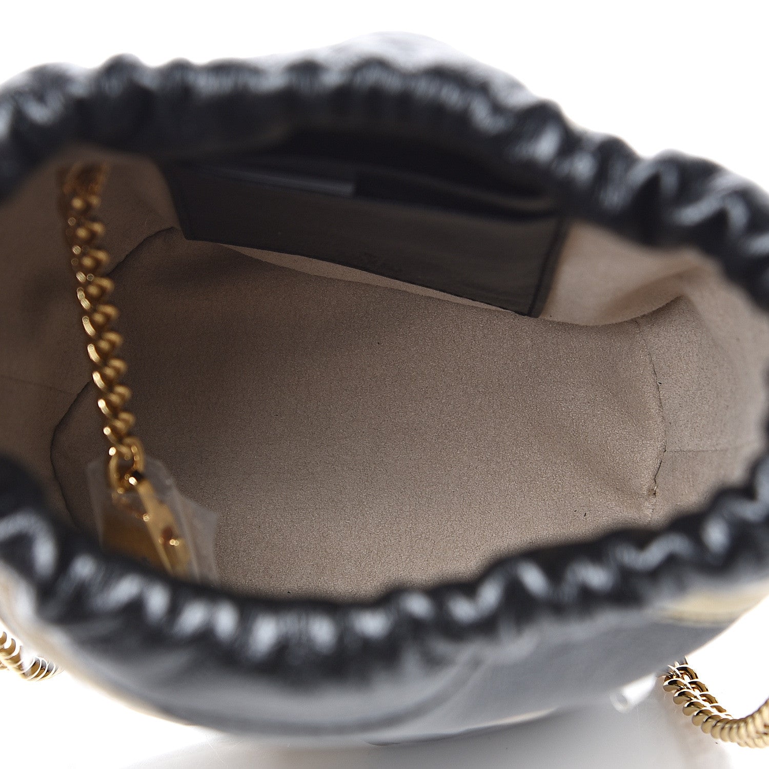 Gucci Calfskin Diagonal Striped Mini Zumi Bucket Bag Black Beige 4 of 8
