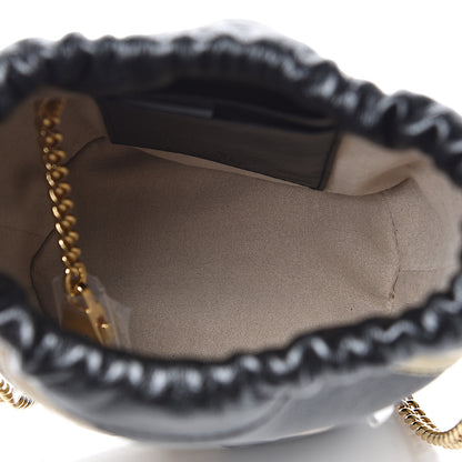 Gucci Calfskin Diagonal Striped Mini Zumi Bucket Bag Black Beige 4 of 8