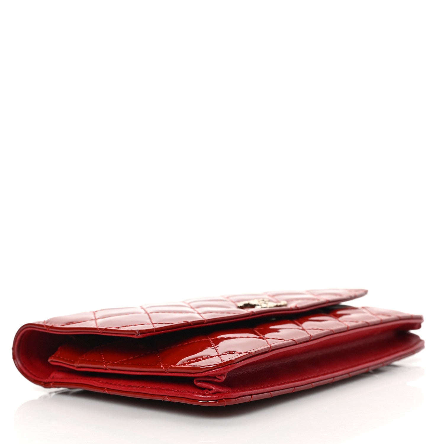 Chanel Patent Quilted Brilliant Wallet On Chain WOC Red 4 of 9