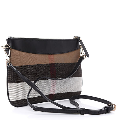 Burberry Mega Check Peyton Crossbody Clutch Bag Black 3 of 11