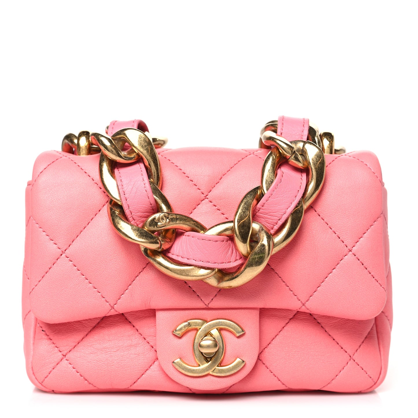 Lambskin Quilted Mini Funky Town Flap Pink