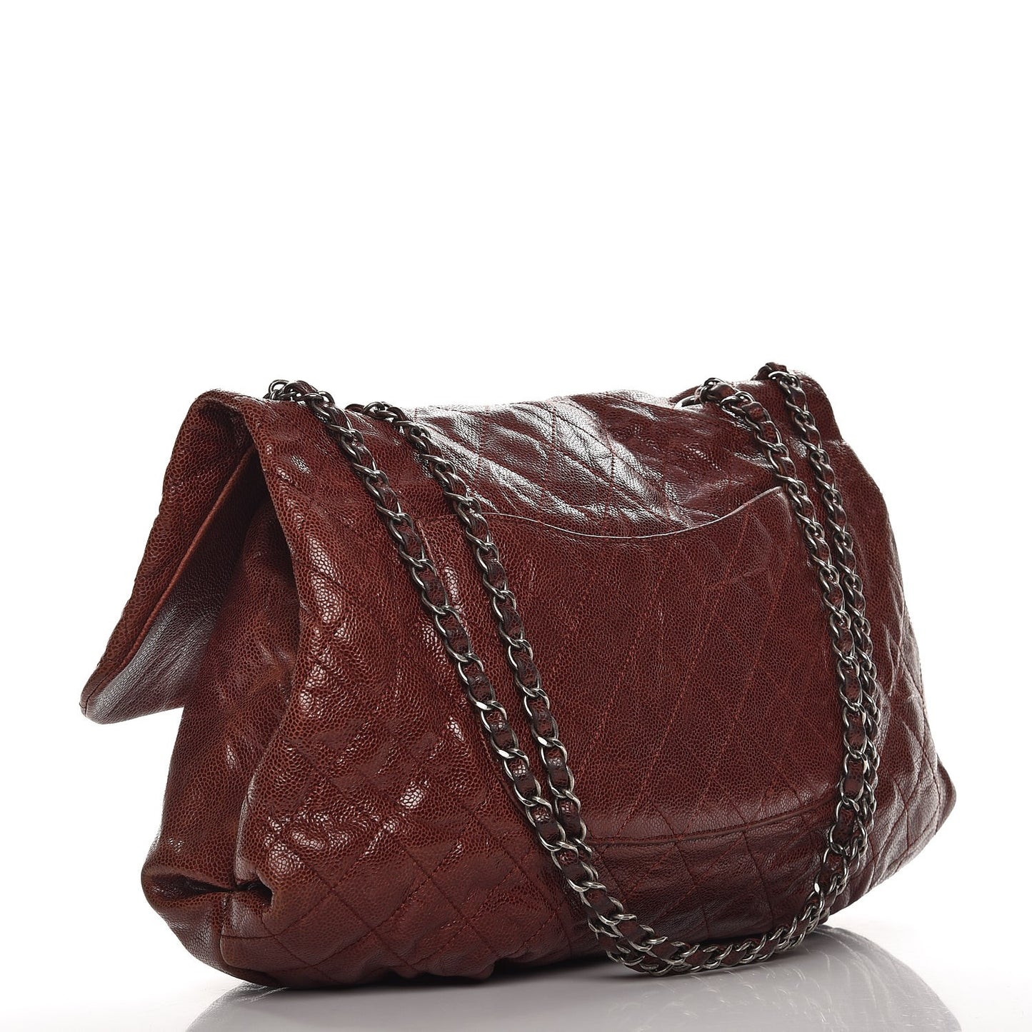 Grained Calfskin Quilted Maxi Elastic Flap Burgundy